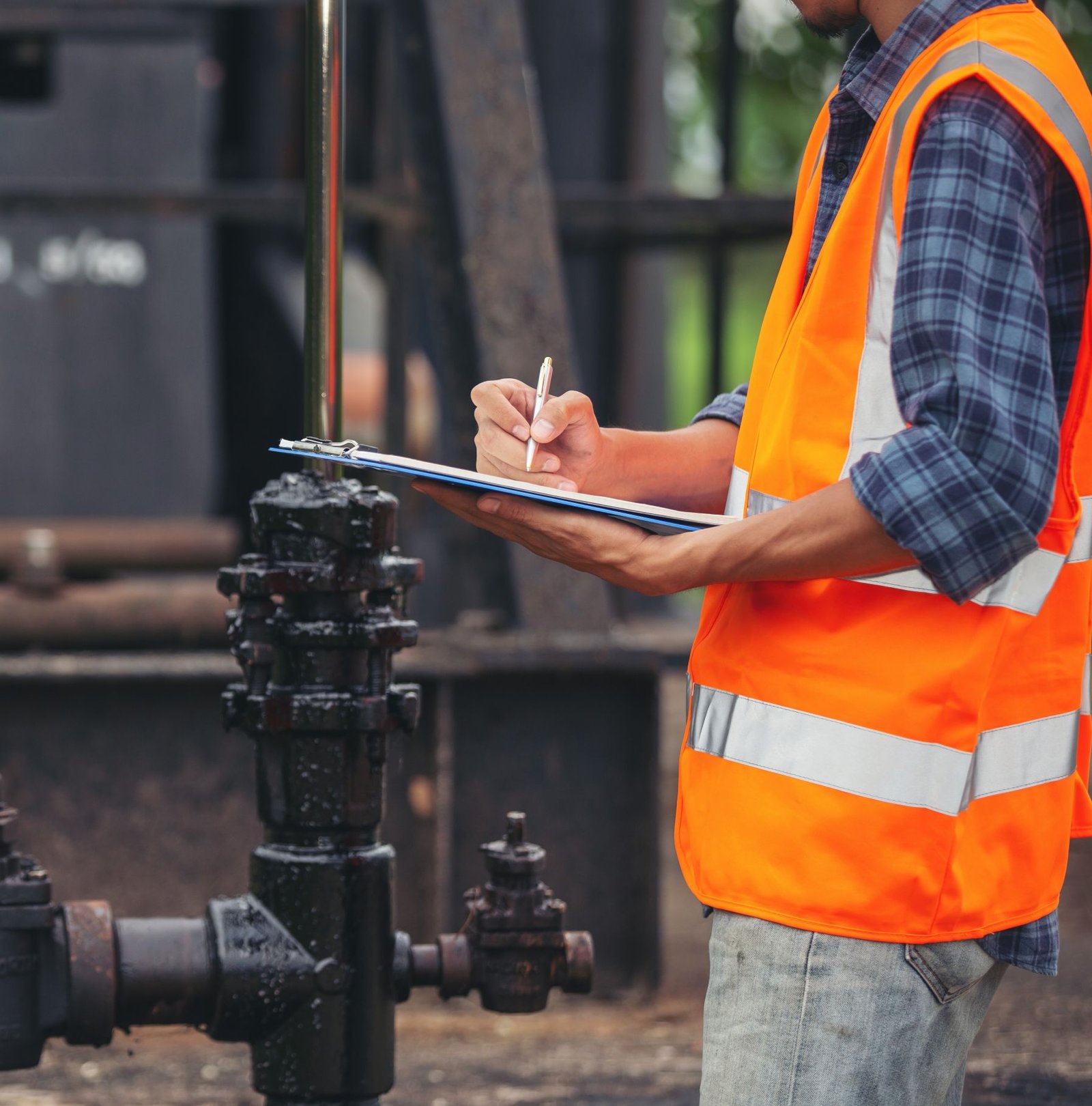 workers-standing-checking-beside-working-oil-pumps